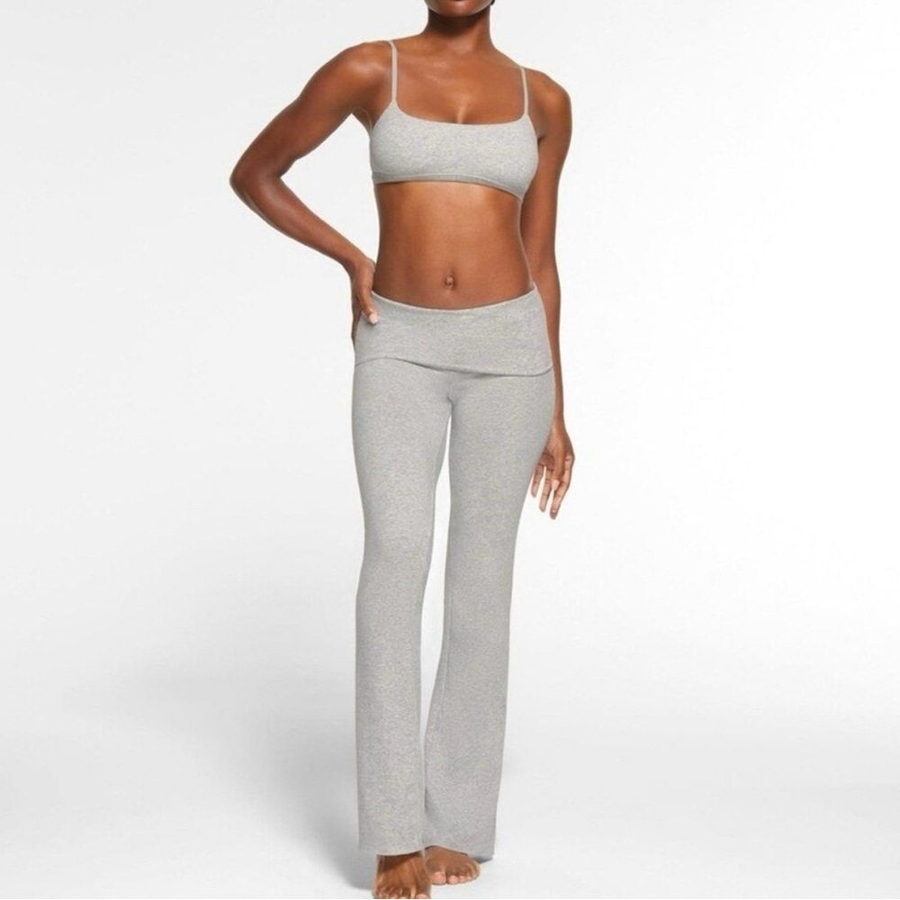 SKIMS Cotton Jersey Foldover Pant Light Heather Gray